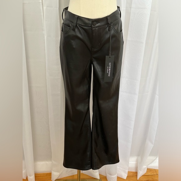 Liverpool Pants - Contemporary Hannah Faux Leather Flare Wide Leg Pant